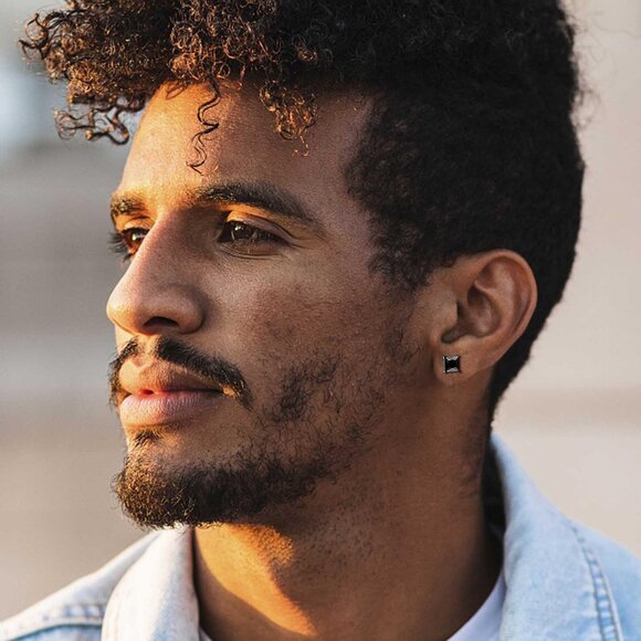 316L Stainless Steel Black Stud Earrings - Hypoallergenic CZ for All Occasions - Picture 7 of 7